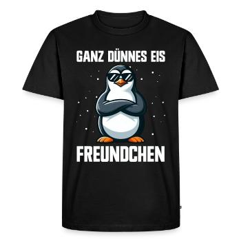 Good morning very thin ice cream friend penguin - Men's Premium Organic T-Shirt - black - Front - Nico (187cm)