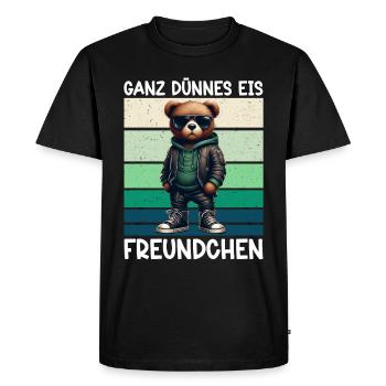 Very Thin Ice Cream Friend Funny Teddy Bear - Men's Premium Organic T-Shirt - black - Front - Nico (187cm)