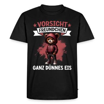 Very Thin Ice Cream Friend Funny Teddy Bear - Men's Premium Organic T-Shirt - black - Front - Nico (187cm)