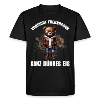 Very Thin Ice Cream Friend Funny Teddy Bear - Men's Premium Organic T-Shirt - black - Front - Nico (187cm)