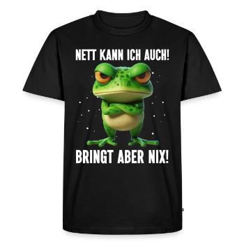 Je peux aussi être gentille ! Mais ça ne sert à rien ! Grenouille Frosch - T-shirt Premium bio Homme - noir - Devant - Nico (187cm)