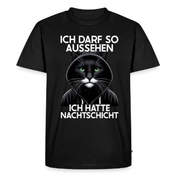 J’ai le droit d’avoir l’air d’avoir un chat de nuit - T-shirt Premium bio Homme - noir - Devant - Nico (187cm)