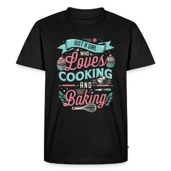 Une fille qui aime cuisiner et faire de la pâtisserie - T-shirt Premium bio Homme - noir - Devant - Nico (187cm)