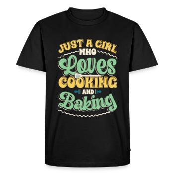 Une fille qui aime cuisiner et faire de la pâtisserie - T-shirt Premium bio Homme - noir - Devant - Nico (187cm)
