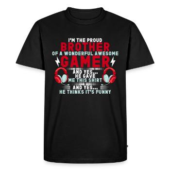 Video Games Gaming Boys Brother Teen - Men's Premium Organic T-Shirt - black - Front - Nico (187cm)