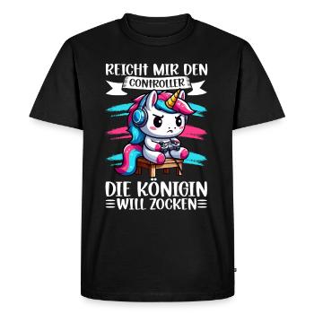 Hands me the controller, the queen wants to play - Men's Premium Organic T-Shirt - black - Front - Nico (187cm)