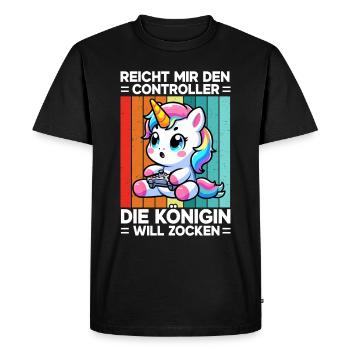 Hands me the controller, the queen wants to play - Men's Premium Organic T-Shirt - black - Front - Nico (187cm)