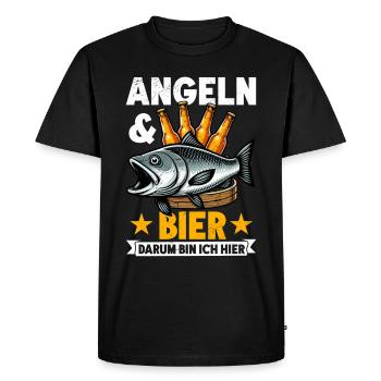 Pêche et bière Plaisir de la pêche Hobby - T-shirt Premium bio Homme - noir - Devant - Nico (187cm)