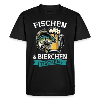 Pêche et bière Plaisir de la pêche Hobby - T-shirt Premium bio Homme - noir - Devant - Nico (187cm)