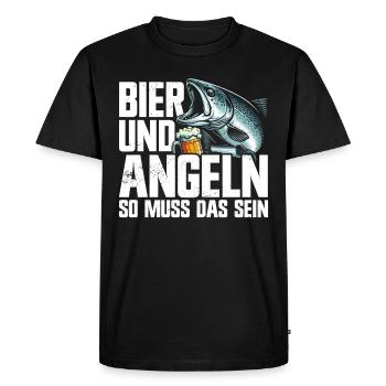 Pêche et bière Plaisir de la pêche Hobby - T-shirt Premium bio Homme - noir - Devant - Nico (187cm)