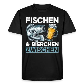 Pêche et bière Plaisir de la pêche Hobby - T-shirt Premium bio Homme - noir - Devant - Nico (187cm)