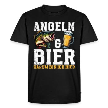 Pêche et bière Plaisir de la pêche Hobby - T-shirt Premium bio Homme - noir - Devant - Nico (187cm)