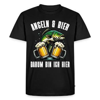 Pêche et bière Plaisir de la pêche Hobby - T-shirt Premium bio Homme - noir - Devant - Nico (187cm)