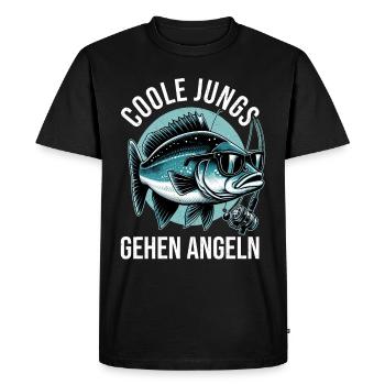 Pêcheur Canne à pêche Drôle Pêcheur Hobby Pêcheur - T-shirt Premium bio Homme - noir - Devant - Nico (187cm)