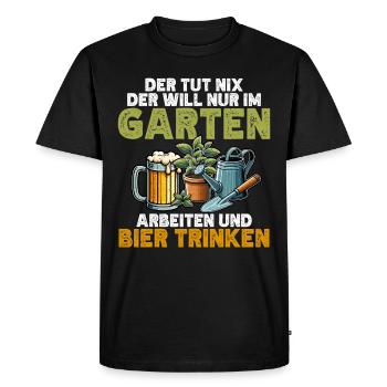 Beer Garden Gardening Allotment Gardener Gardener - Men's Premium Organic T-Shirt - black - Front - Nico (187cm)