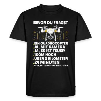 Pilote de drone quadricoptère Quadricoptère volant - T-shirt Premium bio Homme - noir - Devant - Nico (187cm)