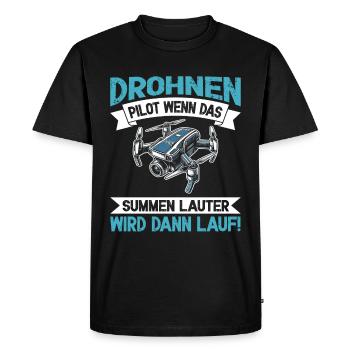 Pilote de drone quadricoptère Quadricoptère volant - T-shirt Premium bio Homme - noir - Devant - Nico (187cm)