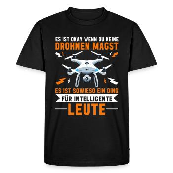 Pilote de drone quadricoptère Quadricoptère volant - T-shirt Premium bio Homme - noir - Devant - Nico (187cm)