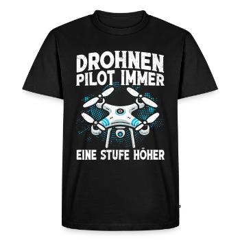 Pilote de drone quadricoptère Quadricoptère volant - T-shirt Premium bio Homme - noir - Devant - Nico (187cm)