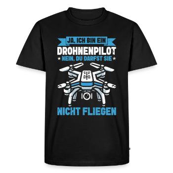 Pilote de drone quadricoptère Quadricoptère volant - T-shirt Premium bio Homme - noir - Devant - Nico (187cm)