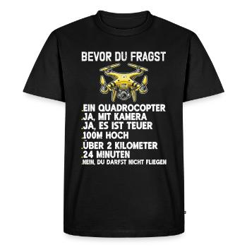 Pilote de drone quadricoptère Quadricoptère volant - T-shirt Premium bio Homme - noir - Devant - Nico (187cm)