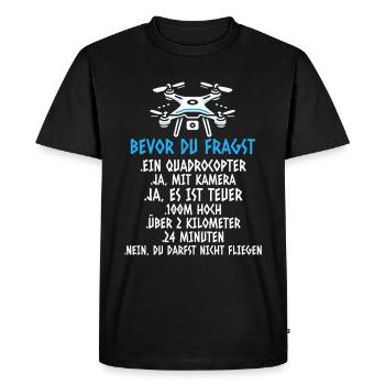 Pilote de drone quadricoptère Quadricoptère volant - T-shirt Premium bio Homme - noir - Devant - Nico (187cm)