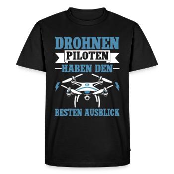 Pilote de drone quadricoptère Quadricoptère volant - T-shirt Premium bio Homme - noir - Devant - Nico (187cm)
