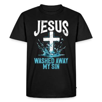 Baptême Baptisé Chrétien Jésus Dieu - Bible - T-shirt Premium bio Homme - noir - Devant - Nico (187cm)