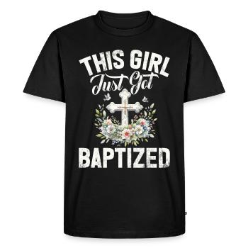 Baptême Baptisé Chrétien Jésus Dieu - Bible - T-shirt Premium bio Homme - noir - Devant - Nico (187cm)