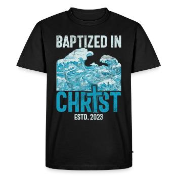 Baptême Baptisé Chrétien Jésus Dieu - Bible - T-shirt Premium bio Homme - noir - Devant - Nico (187cm)
