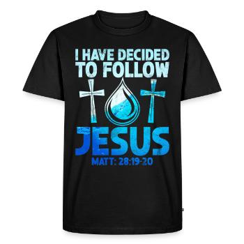Baptême Baptisé Chrétien Jésus Dieu - Bible - T-shirt Premium bio Homme - noir - Devant - Nico (187cm)