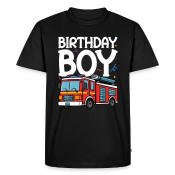 Anniversaire Garçon Pompier Anniversaire Garçon - T-shirt Premium bio Homme - noir - Devant - Nico (187cm)