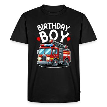 Anniversaire Garçon Pompier Anniversaire Garçon - T-shirt Premium bio Homme - noir - Devant - Nico (187cm)