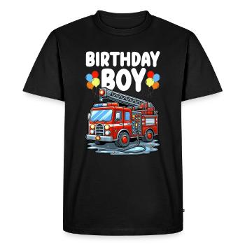 Anniversaire Garçon Pompier Anniversaire Garçon - T-shirt Premium bio Homme - noir - Devant - Nico (187cm)