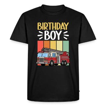 Anniversaire Garçon Pompier Anniversaire Garçon - T-shirt Premium bio Homme - noir - Devant - Nico (187cm)