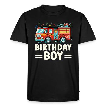 Anniversaire Garçon Pompier Anniversaire Garçon - T-shirt Premium bio Homme - noir - Devant - Nico (187cm)