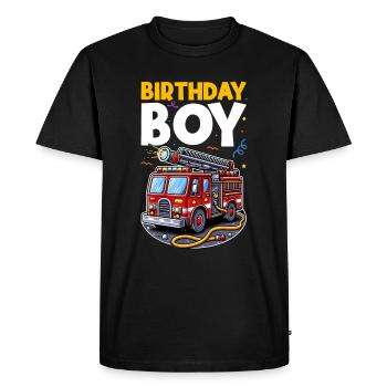 Anniversaire Garçon Pompier Anniversaire Garçon - T-shirt Premium bio Homme - noir - Devant - Nico (187cm)