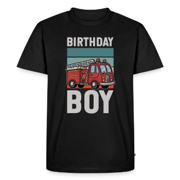 Anniversaire Garçon Pompier Anniversaire Garçon - T-shirt Premium bio Homme - noir - Devant - Nico (187cm)