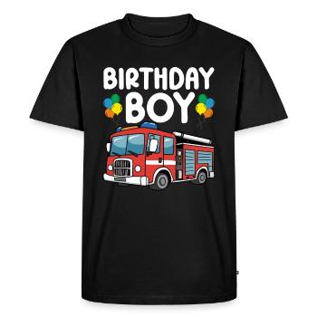 Anniversaire Garçon Pompier Anniversaire Garçon - T-shirt Premium bio Homme - noir - Devant - Nico (187cm)