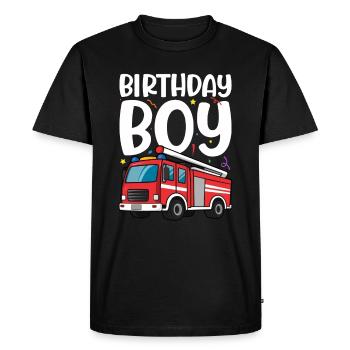 Anniversaire Garçon Pompier Anniversaire Garçon - T-shirt Premium bio Homme - noir - Devant - Nico (187cm)