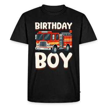 Anniversaire Garçon Pompier Anniversaire Garçon - T-shirt Premium bio Homme - noir - Devant - Nico (187cm)