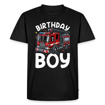 Anniversaire Garçon Pompier Anniversaire Garçon - T-shirt Premium bio Homme - noir - Devant - Nico (187cm)