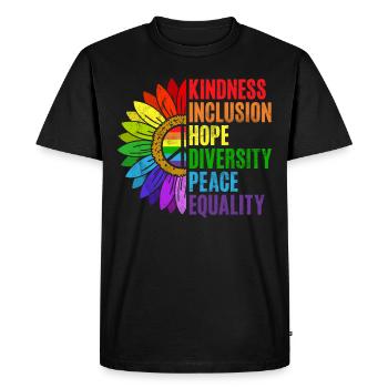 Egalité LGBTQ Drapeau arc-en-ciel Fierté LGBTQ - T-shirt Premium bio Homme - noir - Devant - Nico (187cm)
