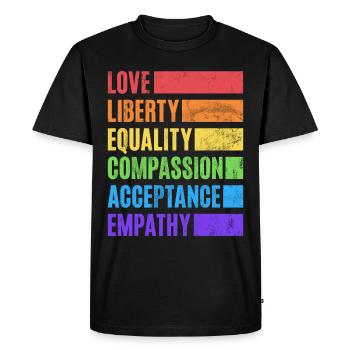 Egalité LGBTQ Drapeau arc-en-ciel Fierté LGBTQ - T-shirt Premium bio Homme - noir - Devant - Nico (187cm)