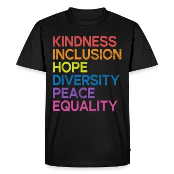 Egalité LGBTQ Drapeau arc-en-ciel Fierté LGBTQ - T-shirt Premium bio Homme - noir - Devant - Nico (187cm)