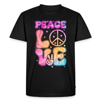 Groovy Tie Dye Peace Love Sign Retro Hippie - Men's Premium Organic T-Shirt - black - Front - Nico (187cm)