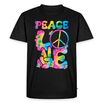 Groovy Tie Dye Peace Love Sign Retro Hippie - Men's Premium Organic T-Shirt - black - Front - Nico (187cm)