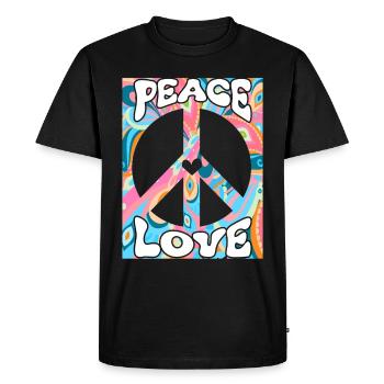Groovy Tie Dye Peace Love Sign Retro Hippie - Men's Premium Organic T-Shirt - black - Front - Nico (187cm)