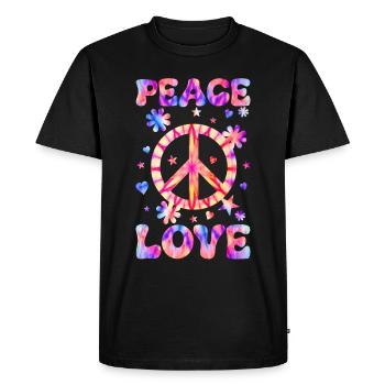 Groovy Tie Dye Peace Love Sign Retro Hippie - Men's Premium Organic T-Shirt - black - Front - Nico (187cm)
