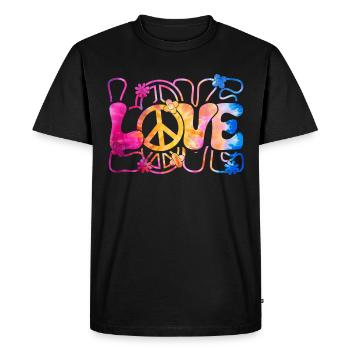 Groovy Tie Dye Peace Love Sign Retro Hippie - Men's Premium Organic T-Shirt - black - Front - Nico (187cm)